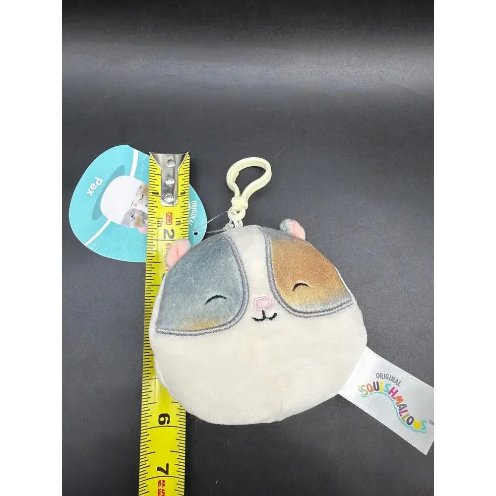 Squishmallows Pax Hamster 3.5 Inch Clip On Plush NWT Gray Brown Kellytoy 2022